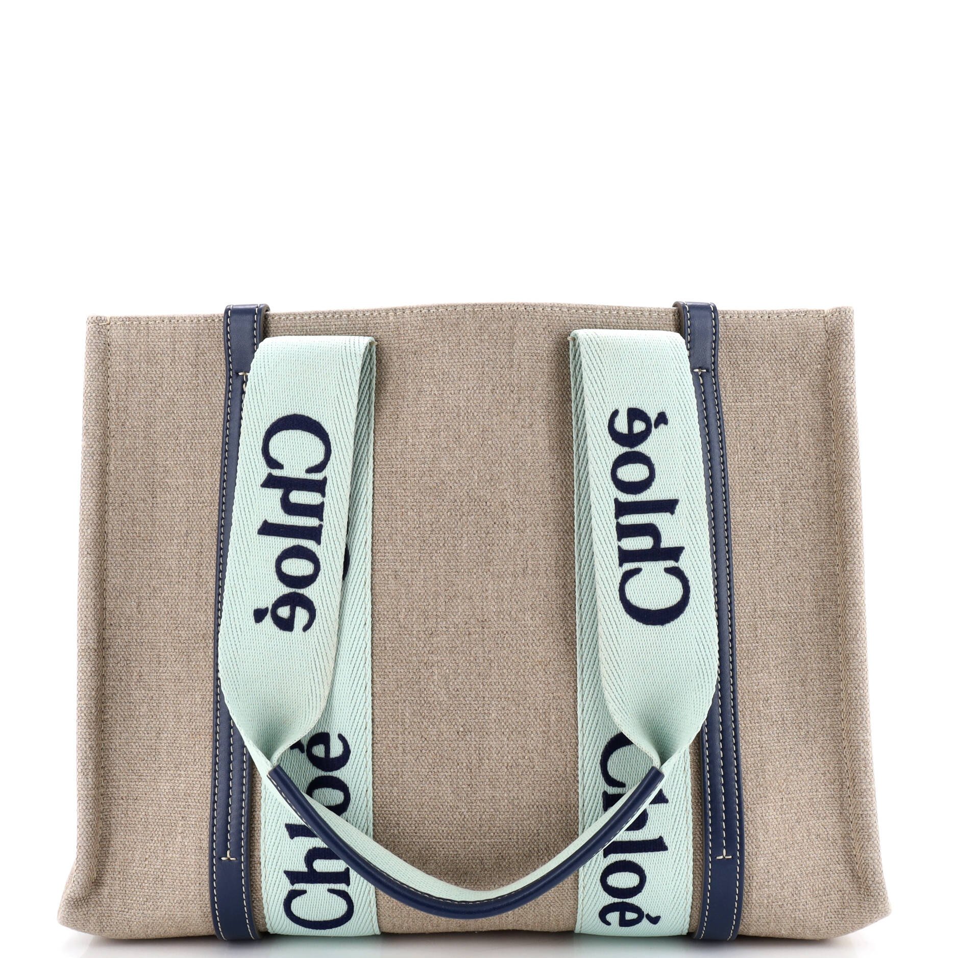 Chloe Woody Tote Canvas with Leather Medium