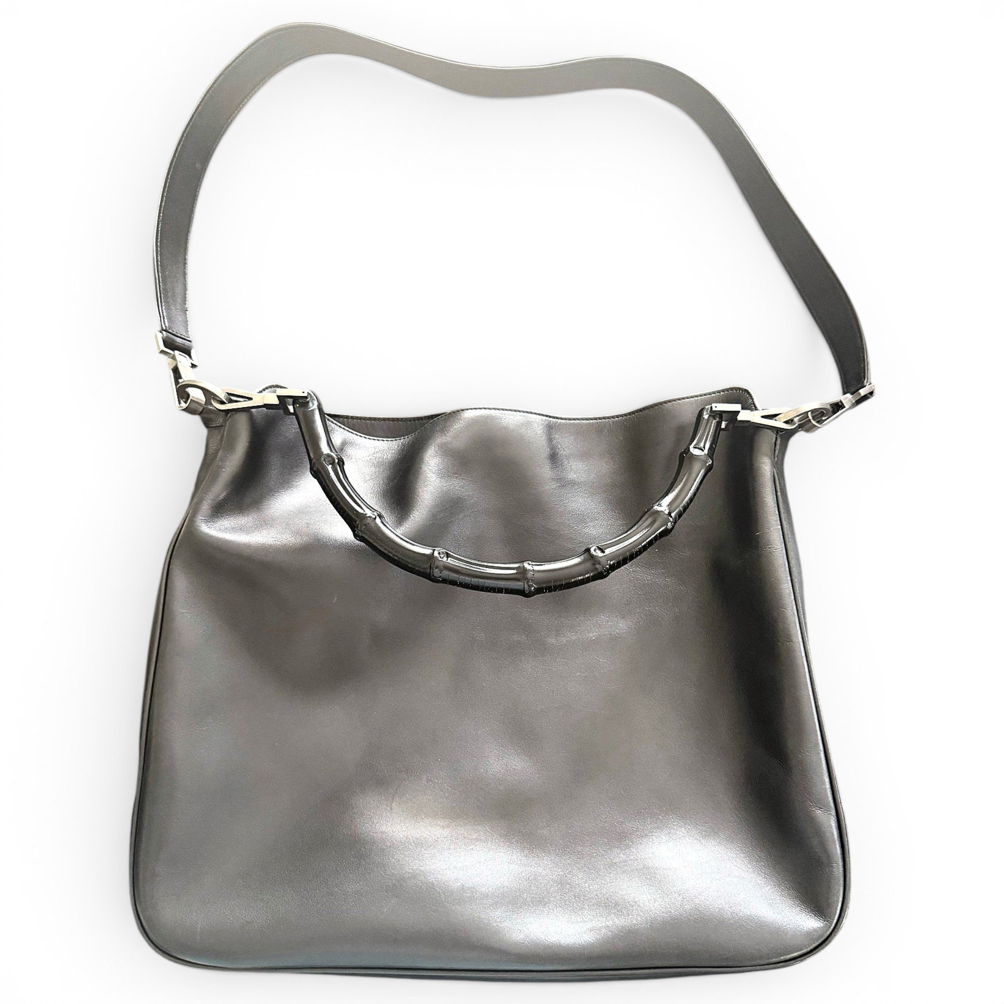 Bamboo Top Handle leather handbag