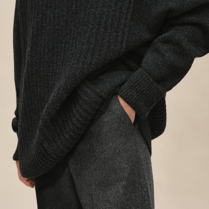 Gris Volcanique Long-sleeve Tunic Dress