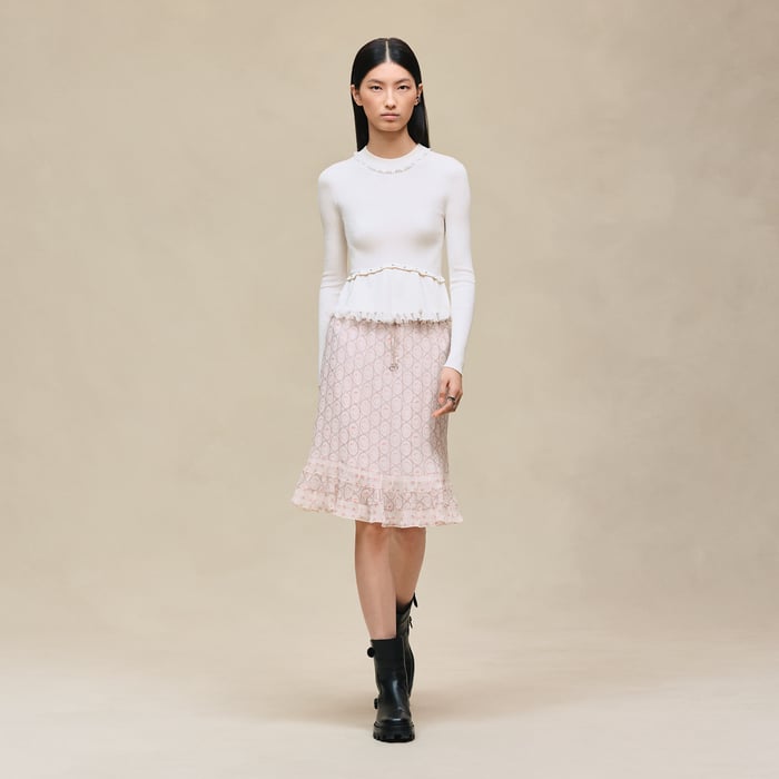 Rose Opaline "Clous" Drawstring Tulip Skirt