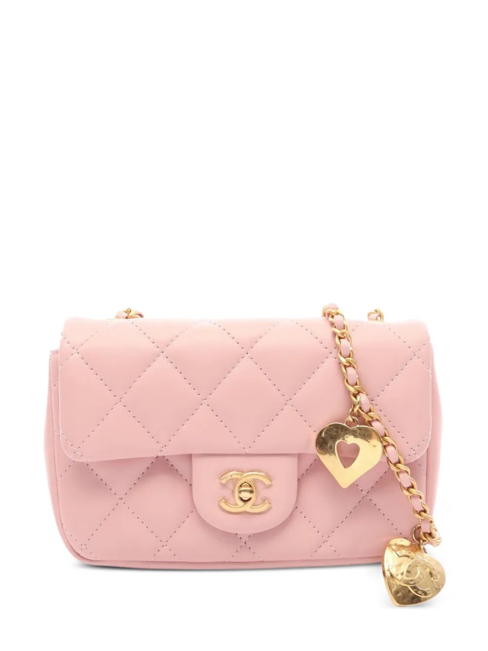 Matelassé heart charm mini bag