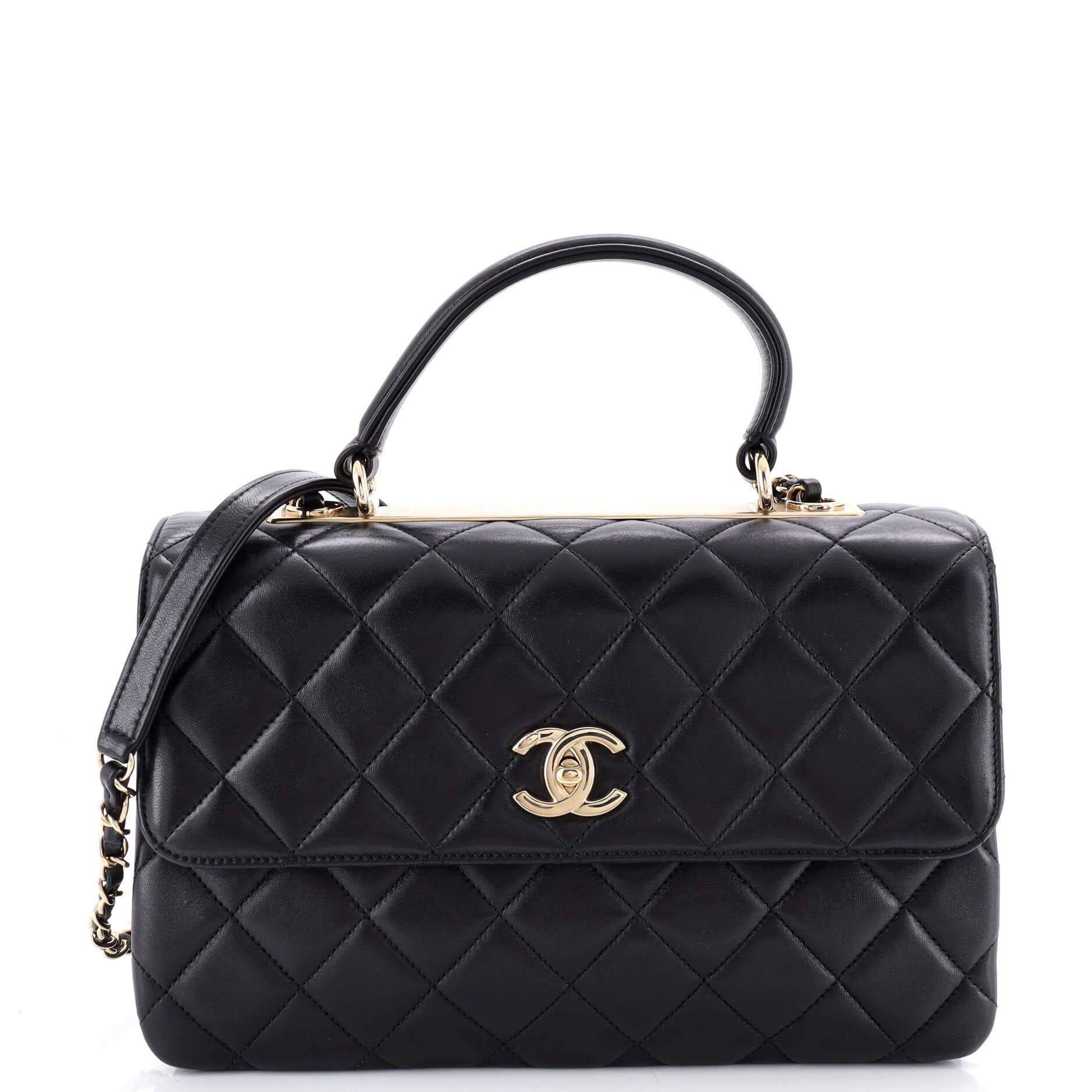 Trendy CC Top Handle Bag Quilted Lambskin Medium