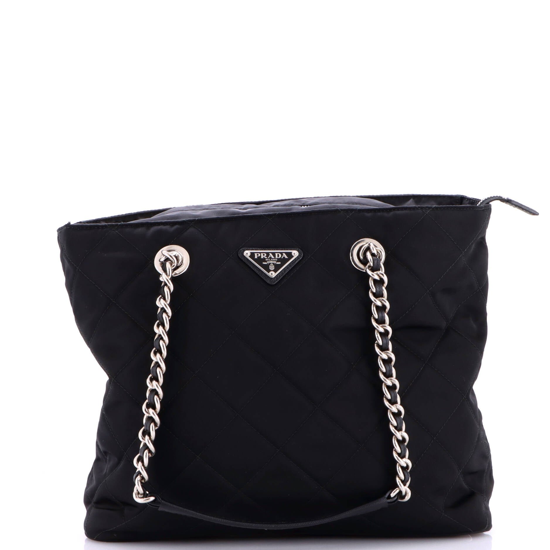 Chain Zip Tote Quilted Tessuto Medium