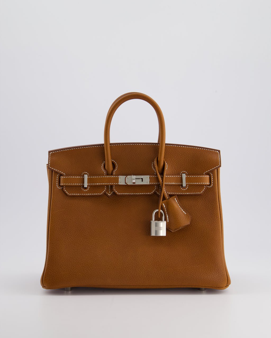 *NEW STAMP* Hermès Birkin 25 Retourne Bag in Fauve Barenia Faubourg Leather and Palladium Hardware