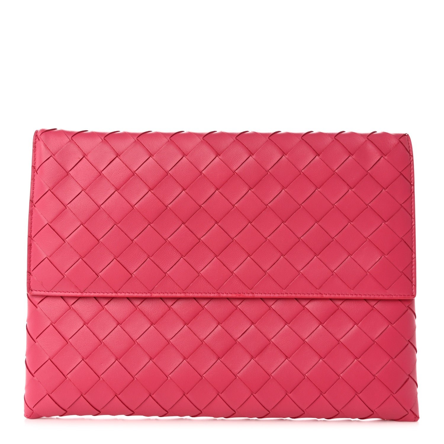 Bottega Veneta Nappa Intrecciato Flap Pouch Cranberry