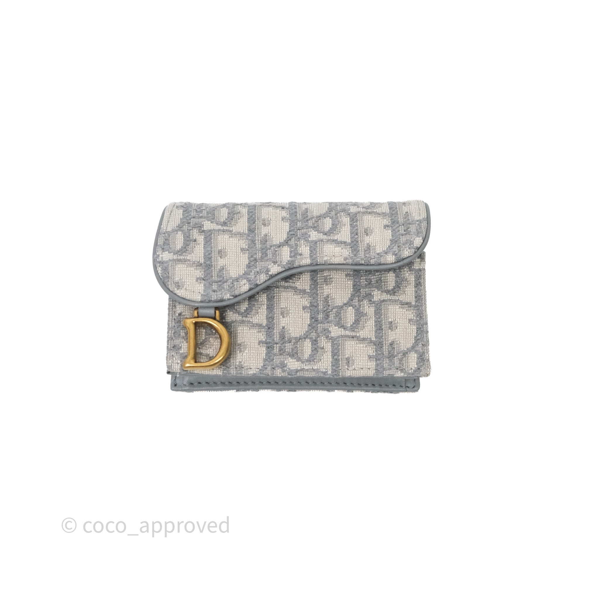Christian Dior Saddle Bloom Card Holder Gray Dior Oblique Jacquard