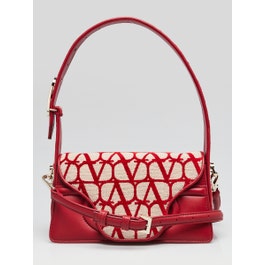 Valentino Valentino Naturale/Red Iconographe Fabric Le Grand Deuxieme Small Shoulder Bag