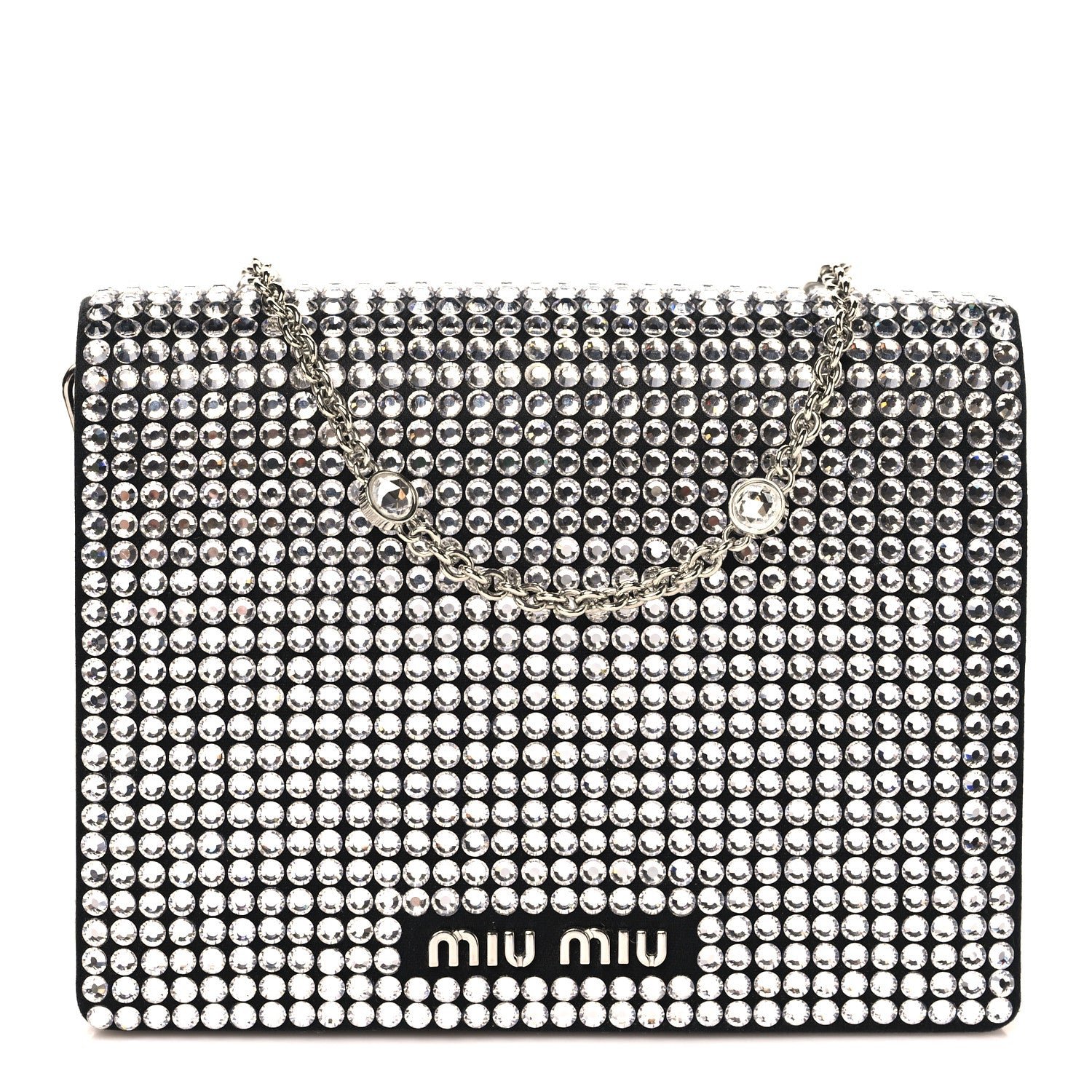 Miu Miu Nappa Crystal Starlight Mini Clutch Bag Black