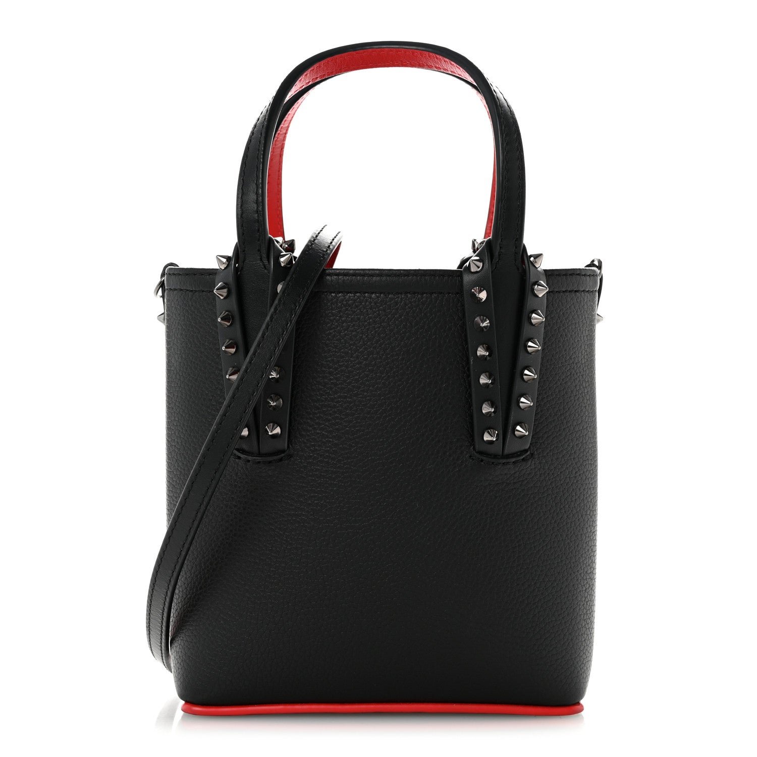 Calfskin Spikes Mini North South Cabata Tote Black