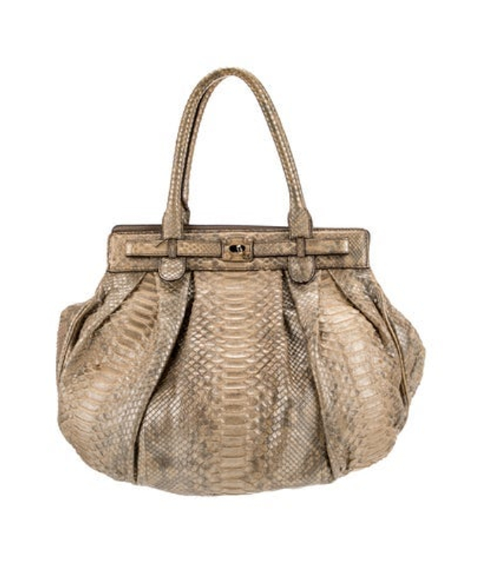 Zagliani Python Top Handle Bag