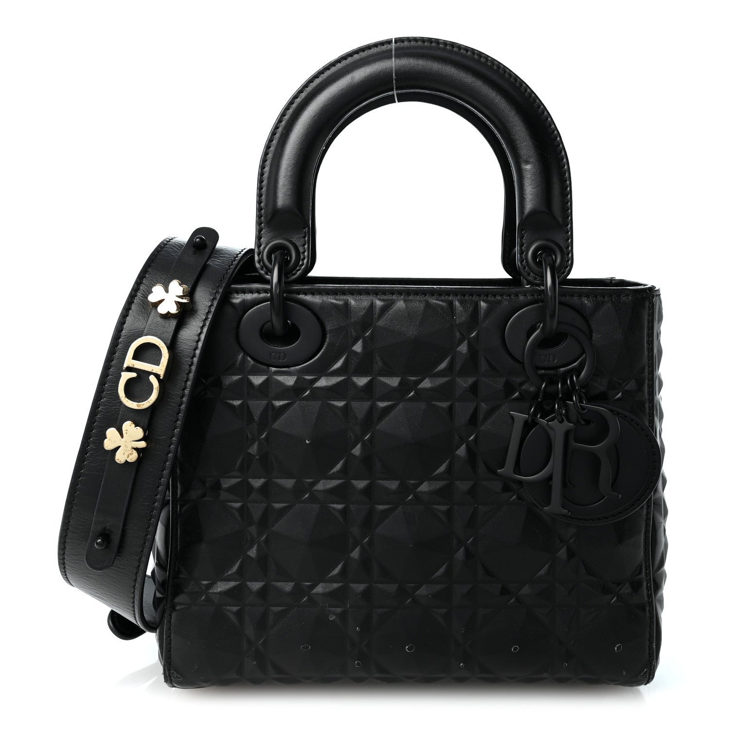 Christian Dior Calfskin Cannage Diamond Small My ABCDior Lady Dior Black