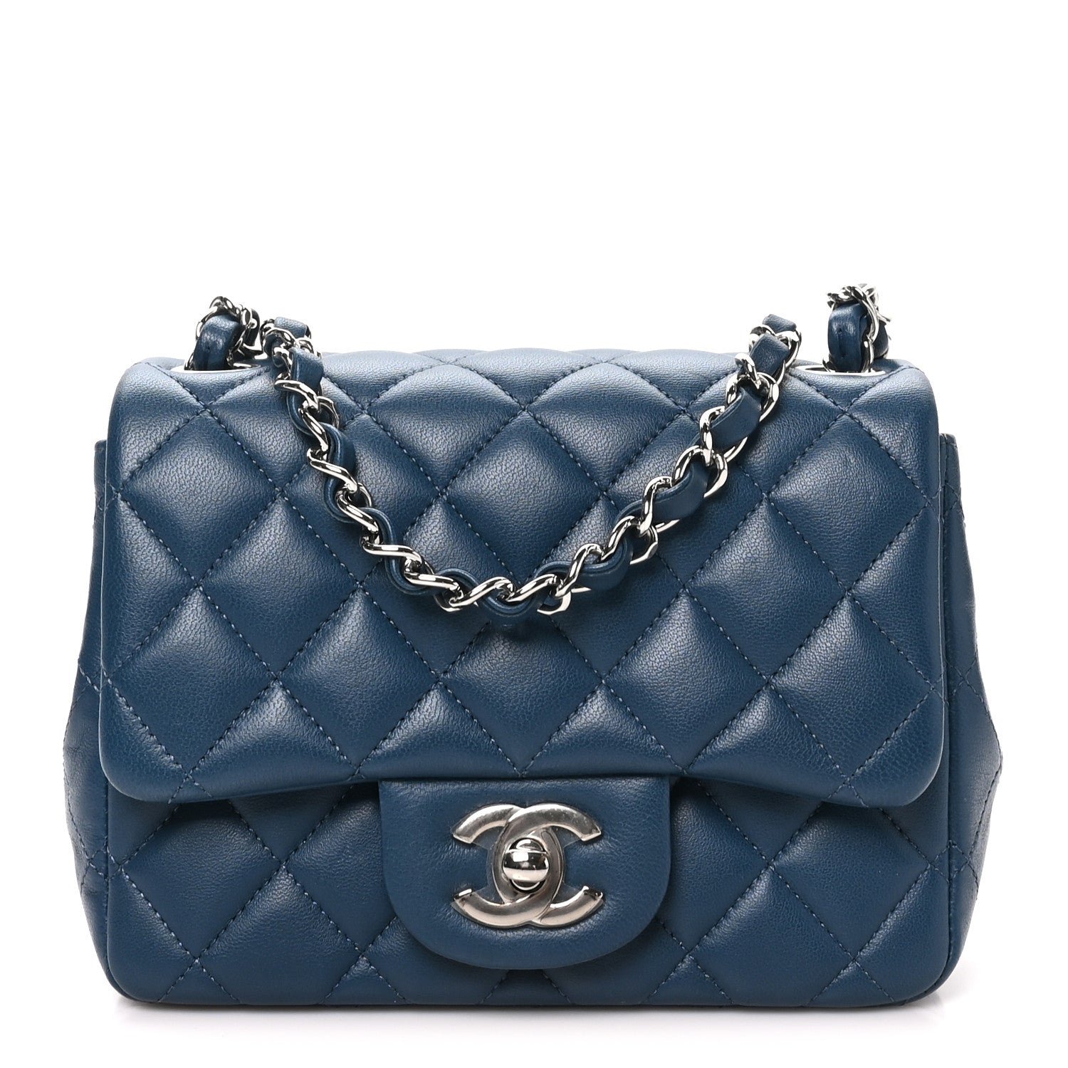Chanel Lambskin Quilted Mini Square Flap Navy