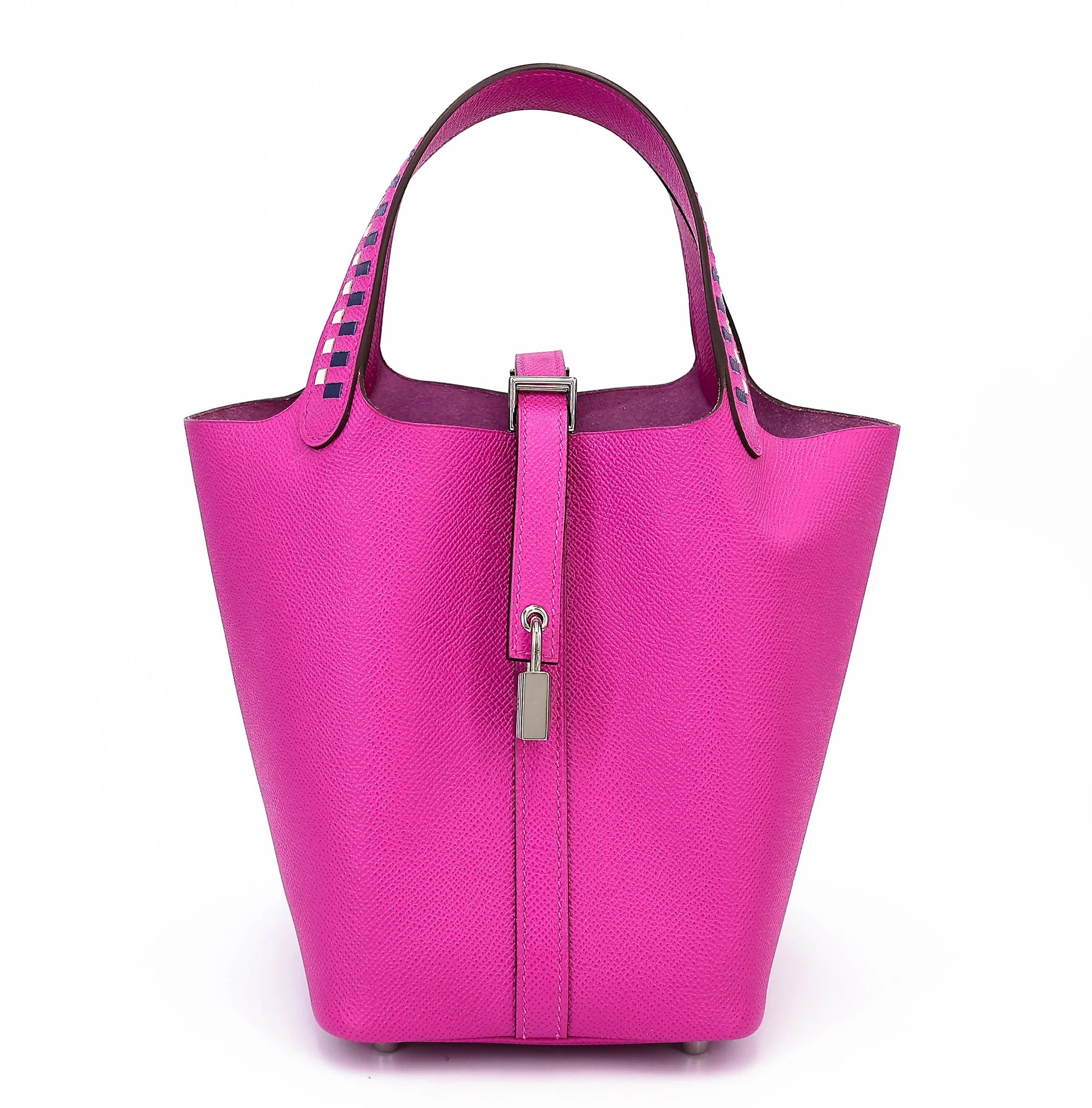 Excellent ( Rank SA ) HERMÈS Limited Edition Picotin Lock PM Tressage Magnolia (9I) Epsom Palladium hardware C (2018)