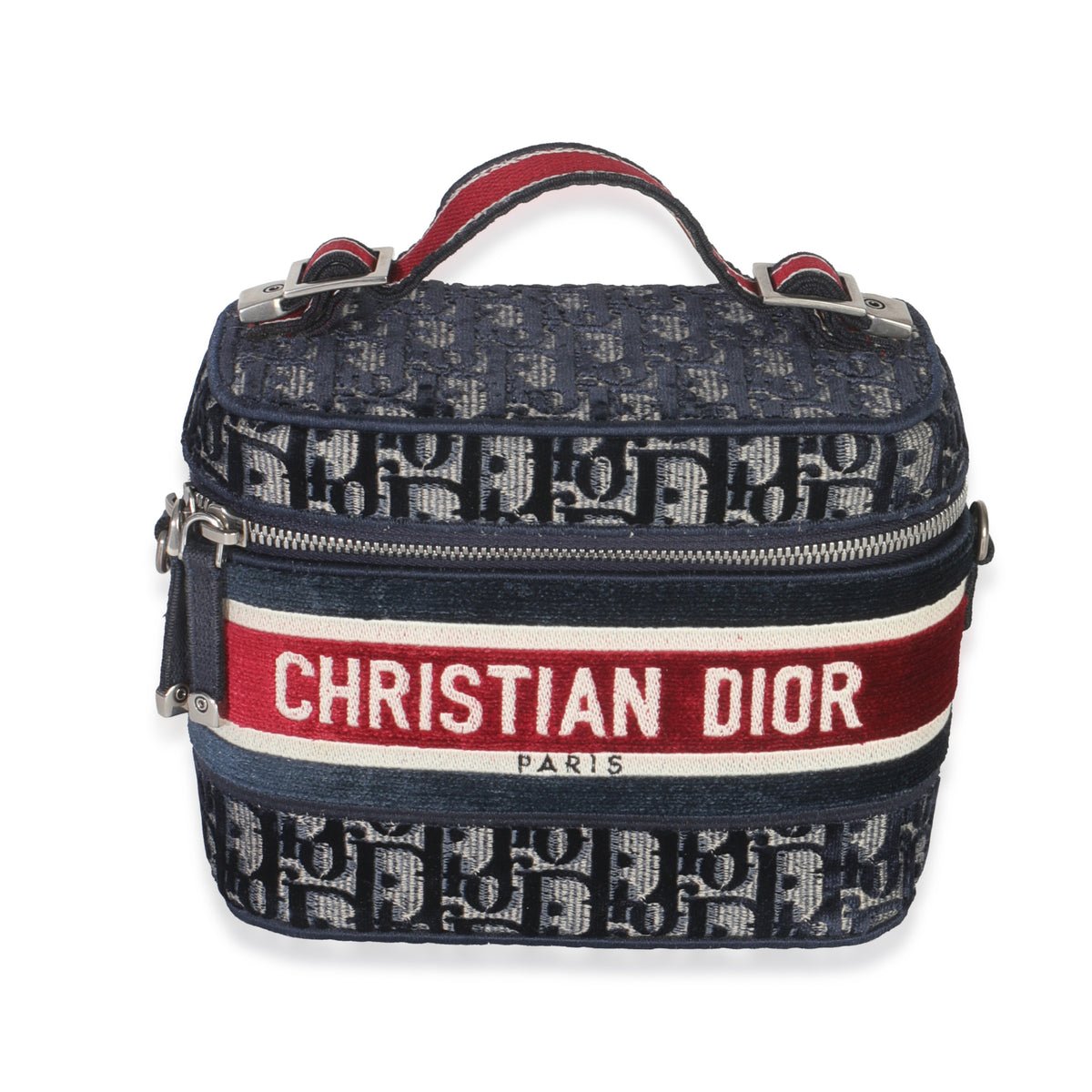 Dior Blue Red Velvet Oblique Diortravel Bag