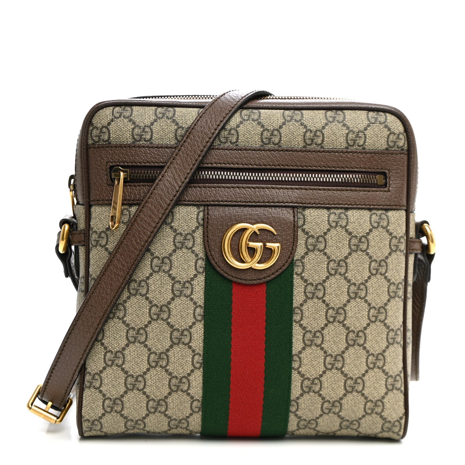 Gucci GG Supreme Monogram Web Small Ophidia Messenger Bag Brown