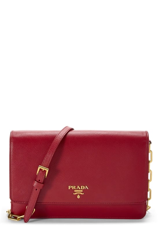 Red Saffiano Leather Wallet On Chain (WOC)