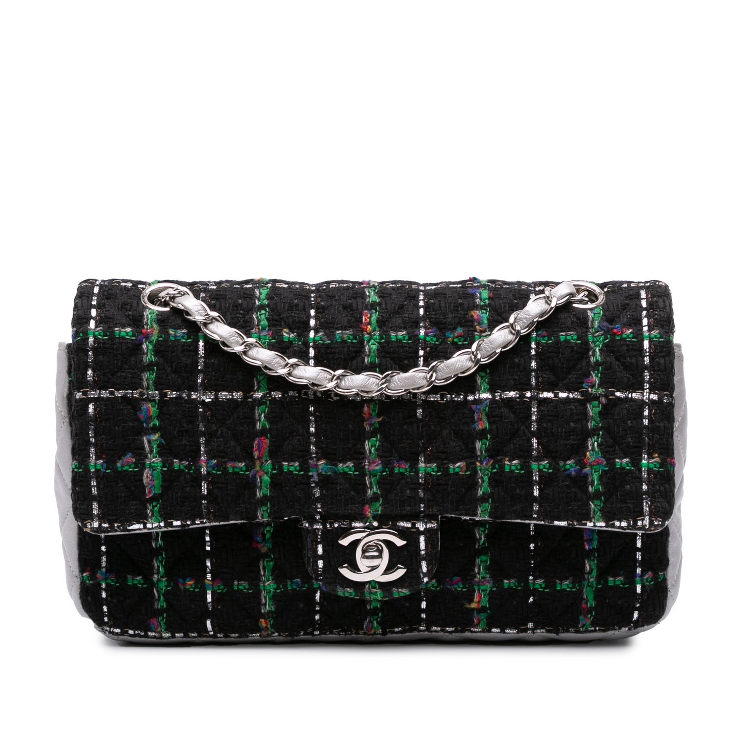 Lambskin Medium Classic Quilted Tweed and Metallic Lambskin Double Flap