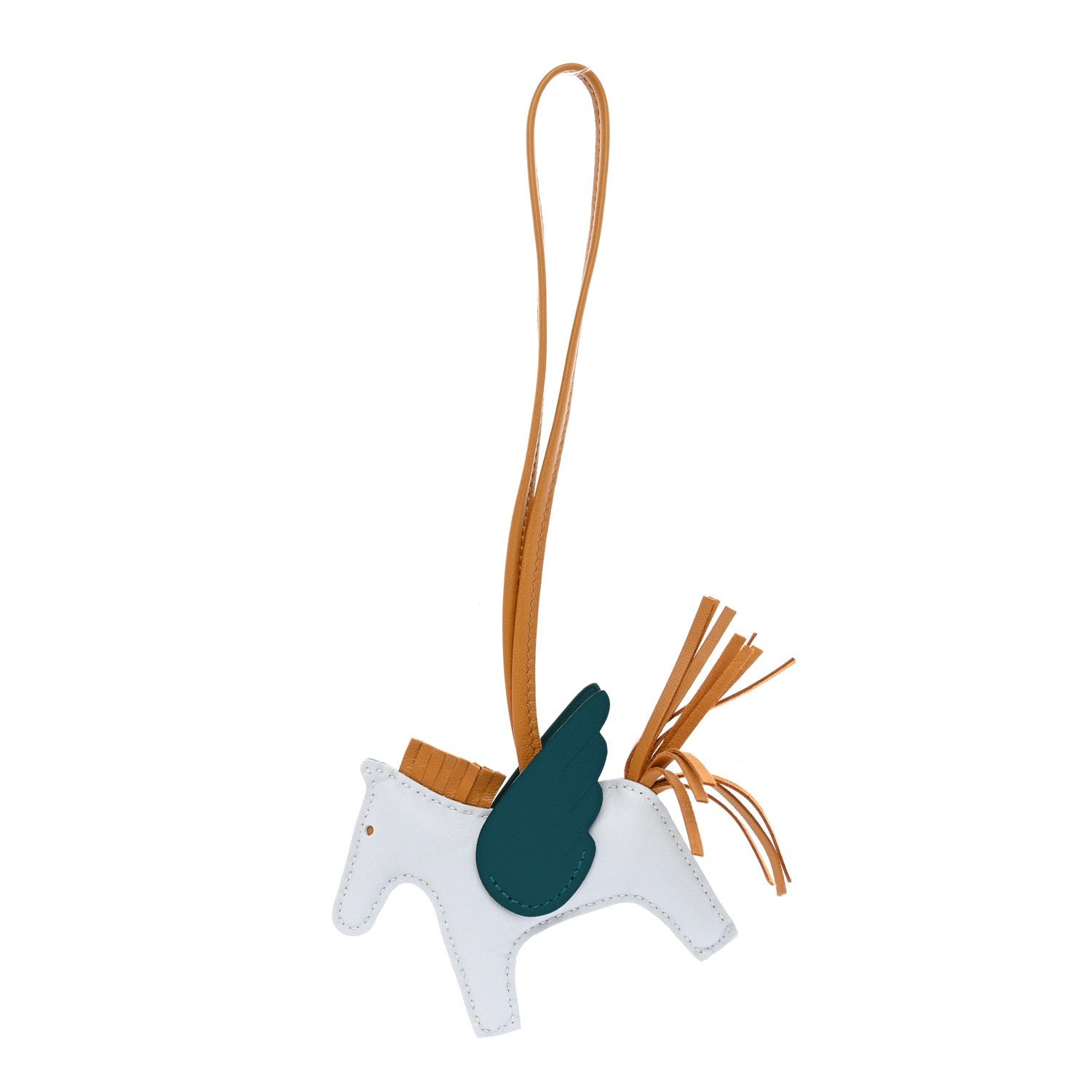 Hermes Milo Lambskin Grigri Rodeo Pegase Horse Bag Charm PM Bleu Brume Sesame Vert Bosphore