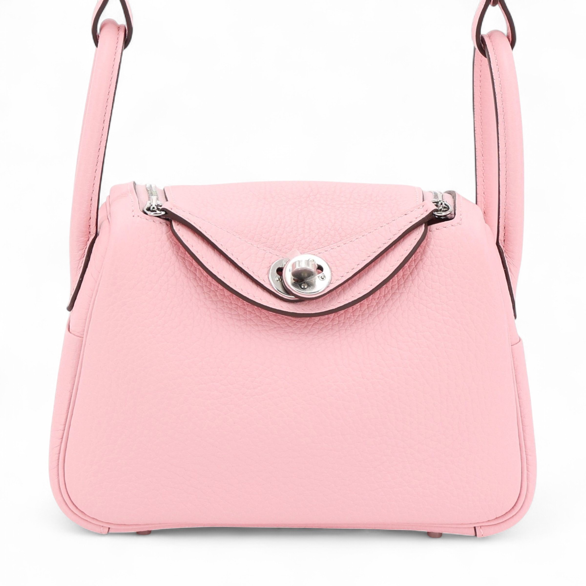Hermes Brand New ( Rank N ) HERMÈS Mini Lindy II Verso Rose Sakura (3Q) Clemence Palladium hardware K (2025)
