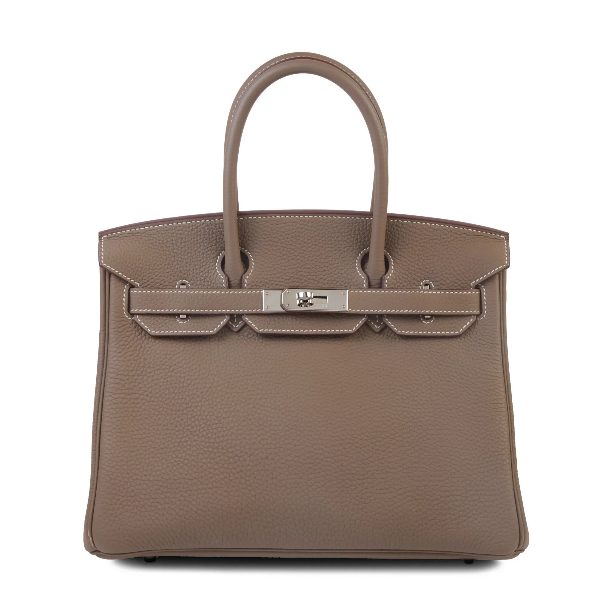Very Good ( Rank A) HERMÈS Birkin 30 Etoupe (18) Togo Palladium hardware Square Q (2013)