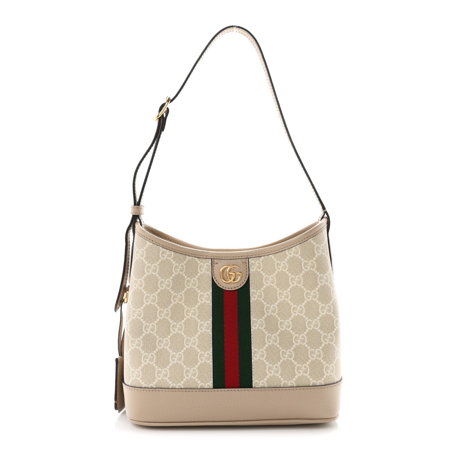 Gucci GG Supreme Monogram Web Small Ophidia Shoulder Bag Beige White Oatmeal