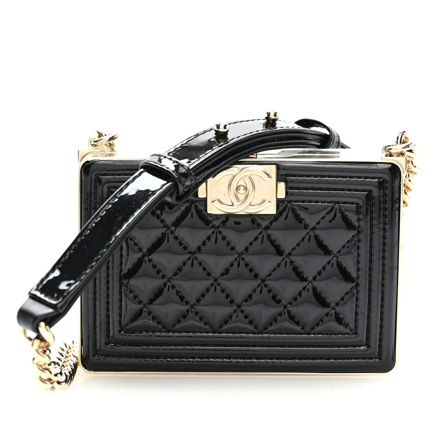 Chanel Patent Calfskin Boy Minaudiere Black
