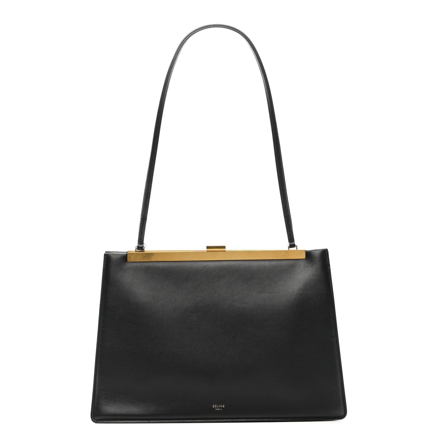 Celine Smooth Calfskin Medium Clasp Shoulder Bag Black