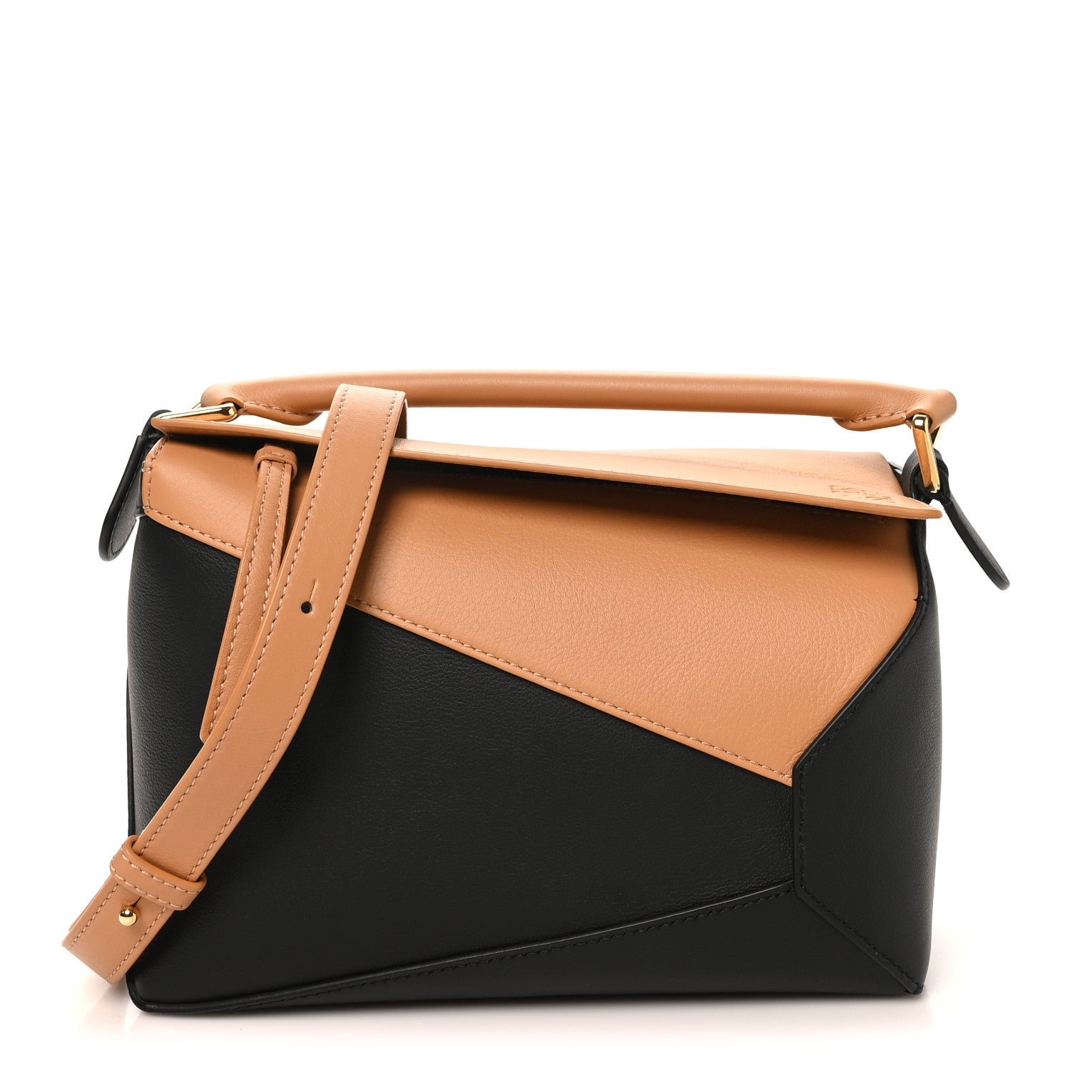 Loewe Calfskin Small Puzzle Edge Bag Warm Desert Black