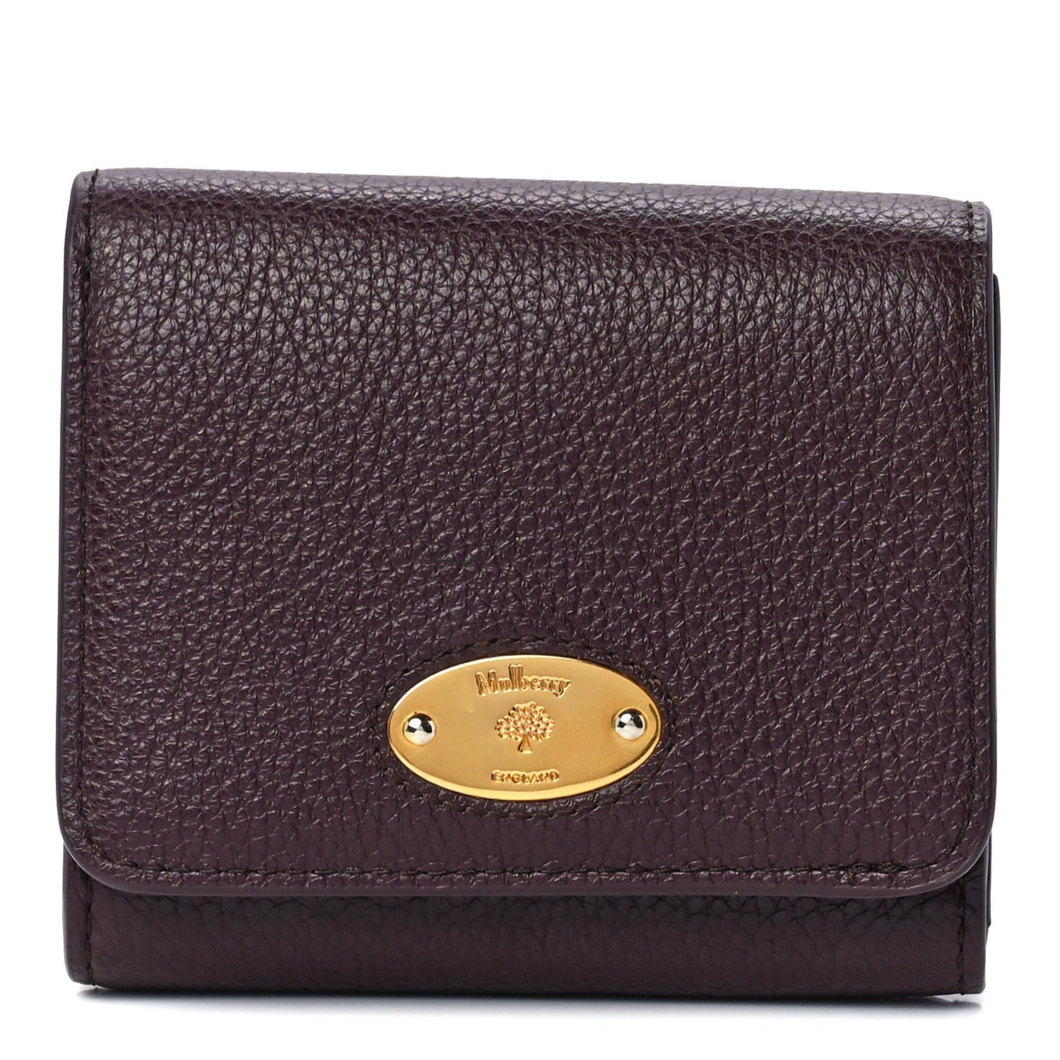Mulberry Small Classic Grain Small Plaque French Purse Wallet Oxblood