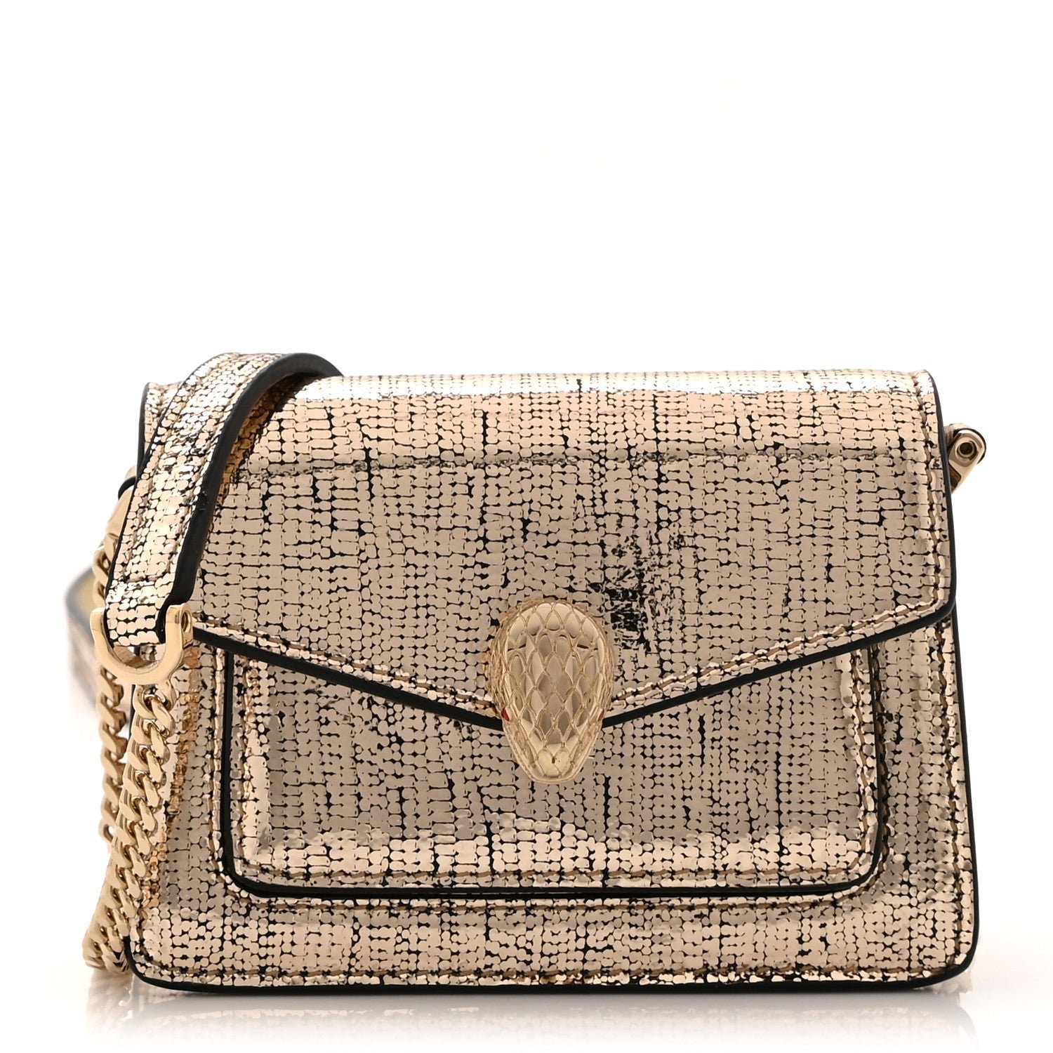 Bulgari Metallic Calfskin Serpenti Forever Micro Bag  Gold