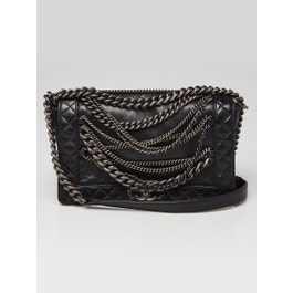 Chanel Chanel Black Leather Enchained Boy New Medium Flap Bag