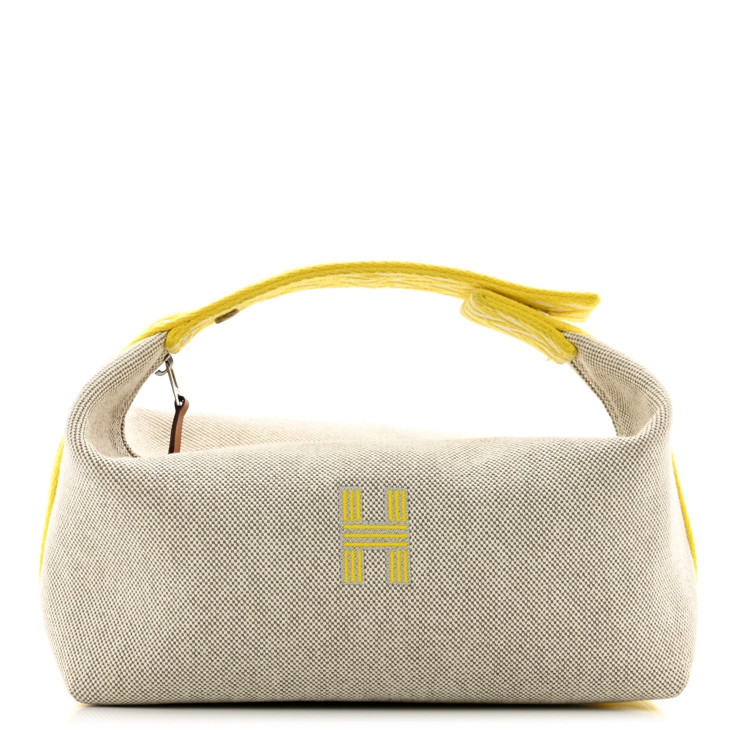 Hermes Canvas Small Bride-A-Brac Pouch Natural Jaune Citron