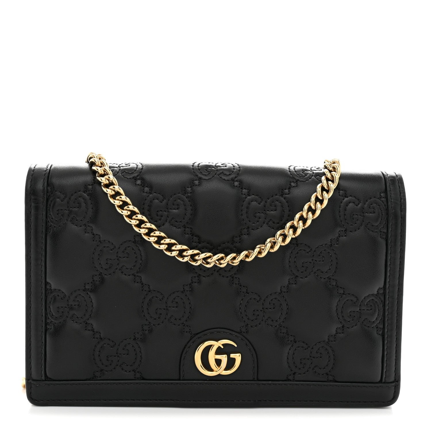 Gucci Calfskin GG Matelasse Chain Wallet Black