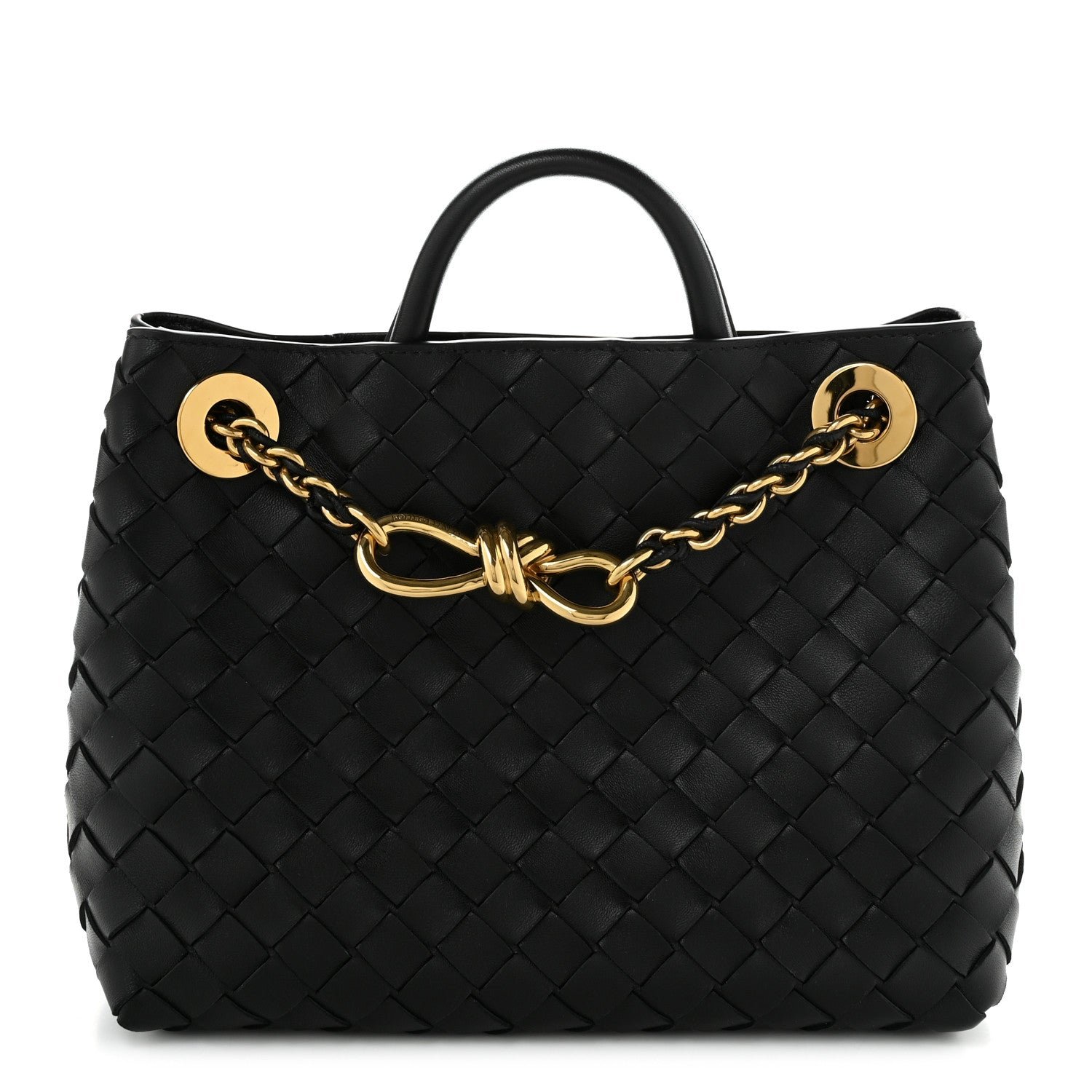 Bottega Veneta Nappa Intrecciato Small Andiamo With Chain Shoulder Bag Black
