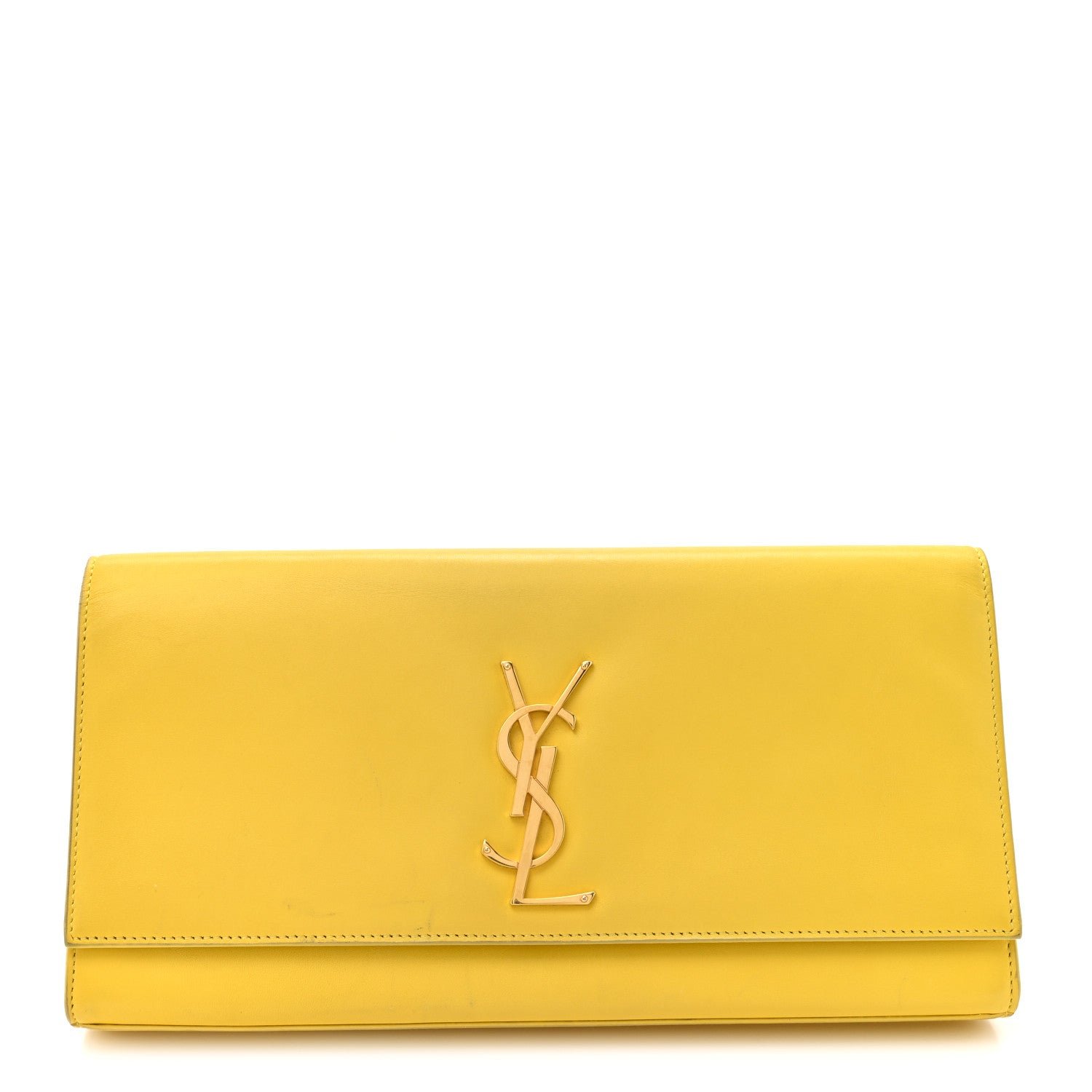 Saint Laurent Calfskin Classic Monogram Cassandre Clutch Soleil
