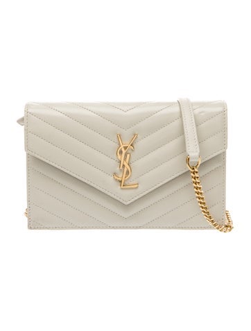 Saint Laurent Leather Cassandre Chain Wallet