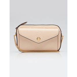 Gucci Beige GG Embossed Leather Super Mini Pochette Crossbody Bag