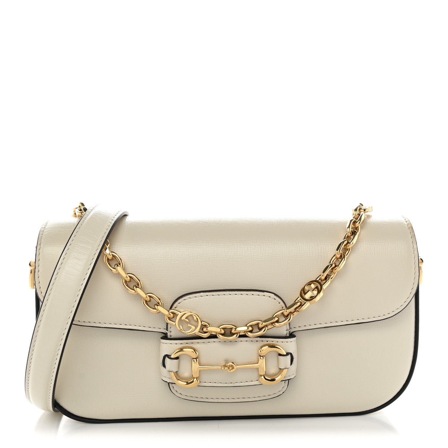 Gucci Azalea Calfskin Small Horsebit 1955 Chain Shoulder Bag Mystic White
