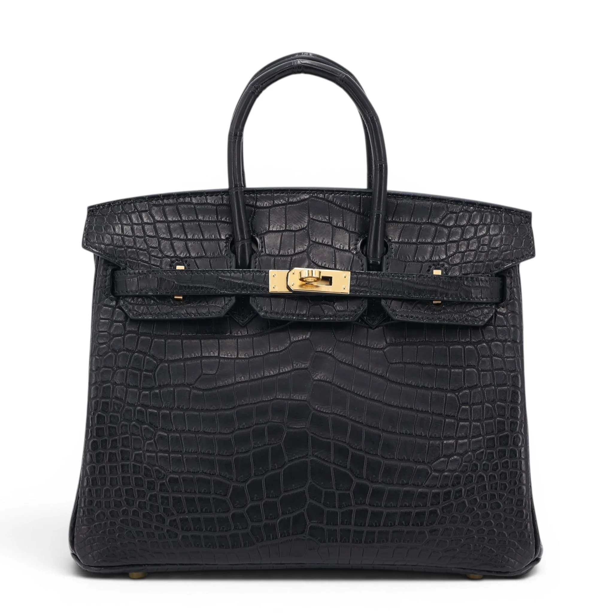 Brand New ( Rank N ) HERMÈS Birkin 25 Noir (89) Matte Porosus Crocodile Gold hardware G (2026)