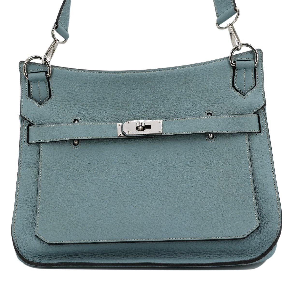 Hermes HERMÈS Jypsiere 31 shoulder bag in Blue Lin Clemence leather with Palladium hardware