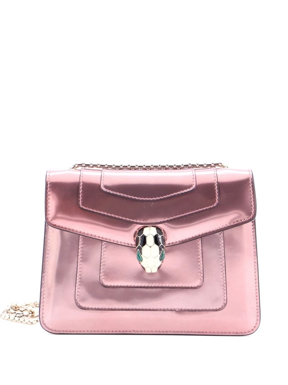 Serpenti Forever Square Metallic Leather Small shoulder bag