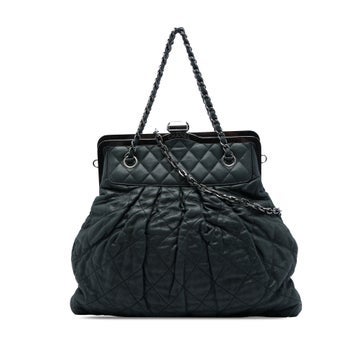 Quilted Iridescent Calfskin Chic Quilt Frame Satchel
