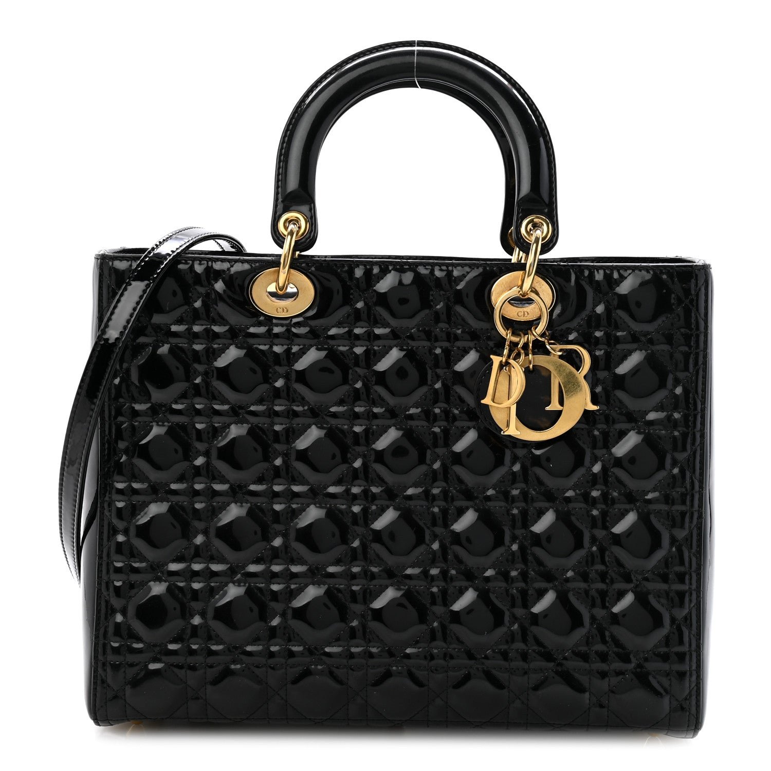 Christian Dior Patent Cannage Large Lady Dior Black