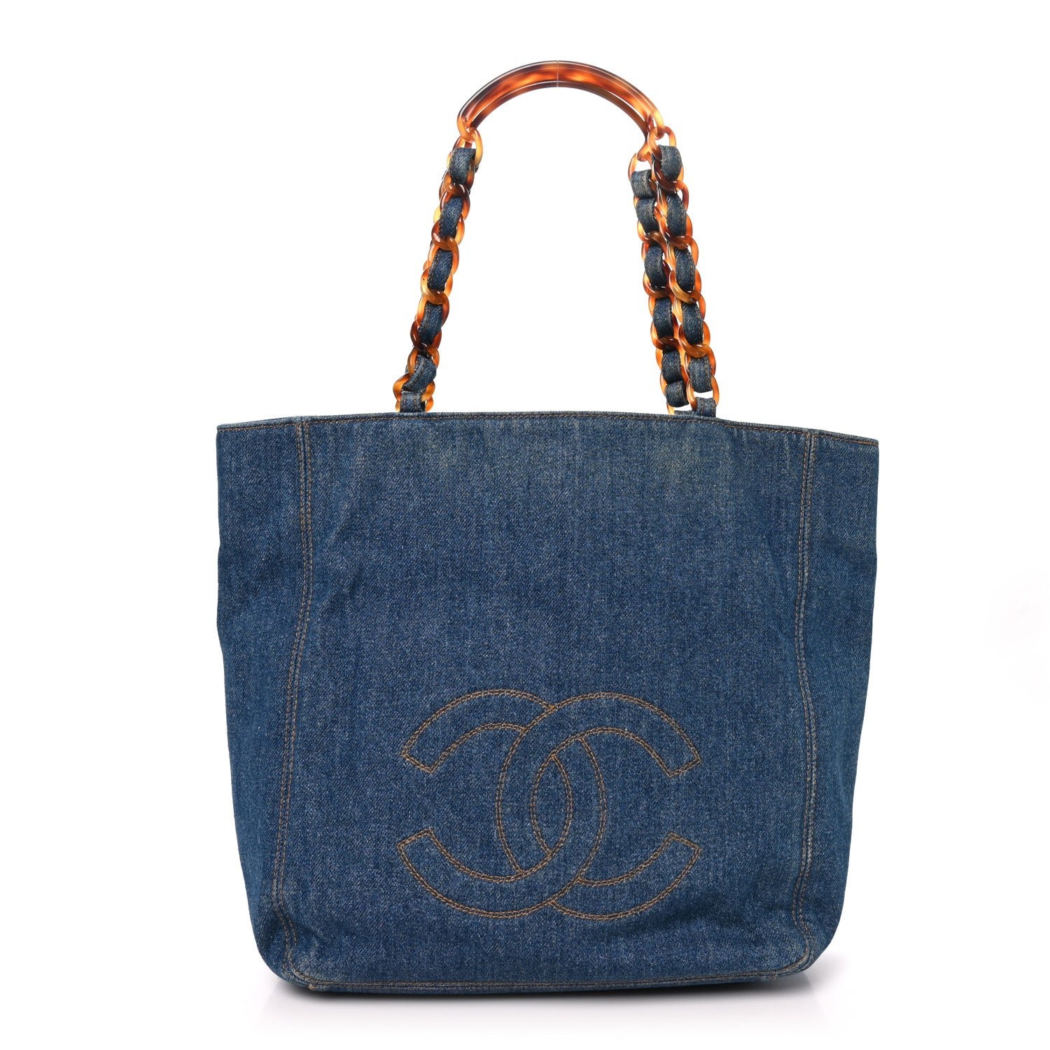 Chanel Denim Tortoise Timeless CC Tote Blue