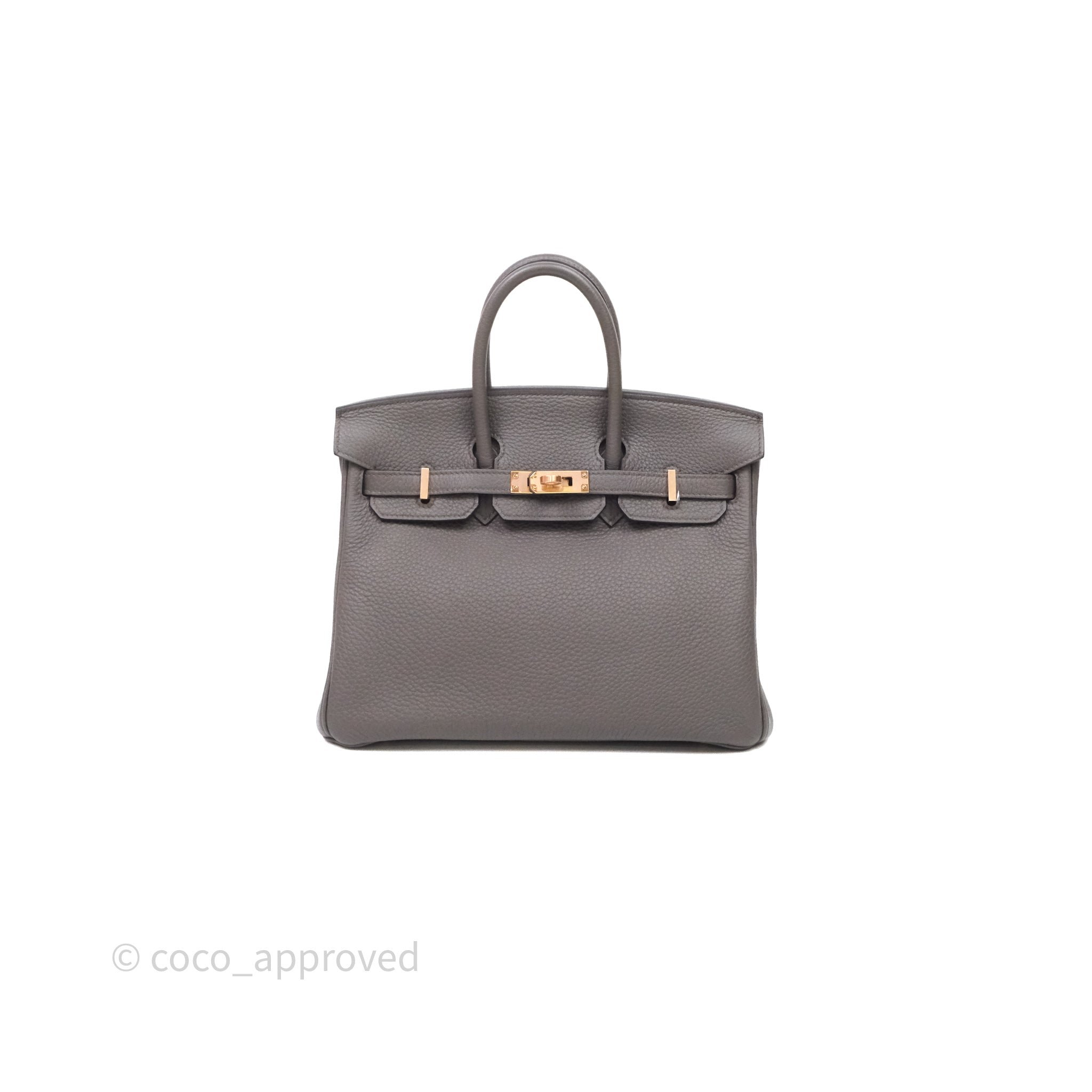 Hermes Hermès Birkin 25 Etain 8F Togo Rose Gold Hardware