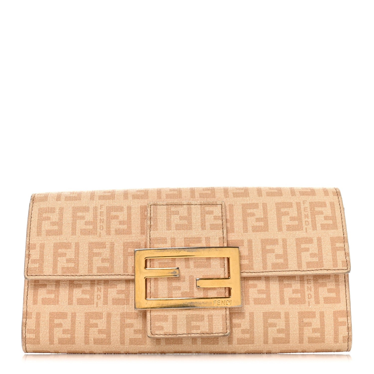 Fendi Zucchino Spalmati Forever Continental Wallet Camelia