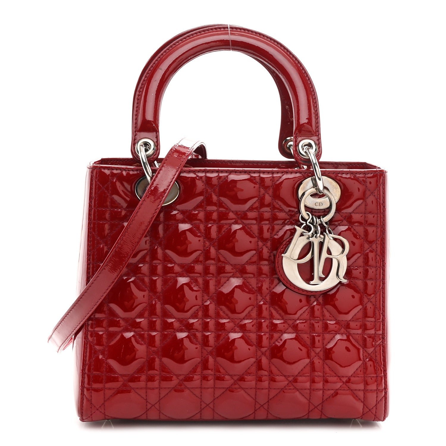Dior Christian Dior Patent Cannage Medium Lady Dior Red