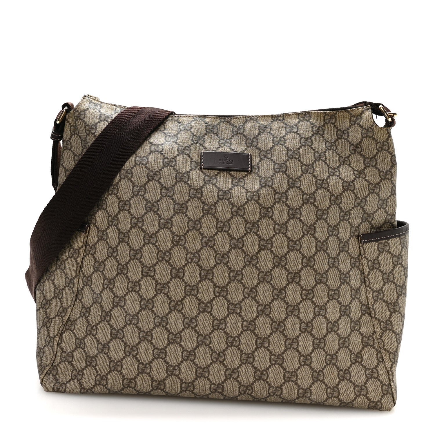 Gucci GG Plus Monogram Diaper Messenger Bag Dark Brown