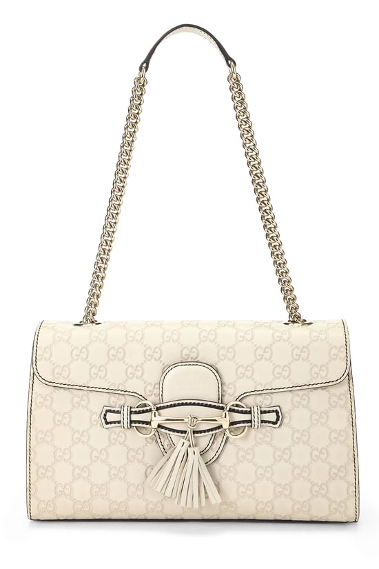 Cream Guccissima Leather Emily Chain Shoulder Bag