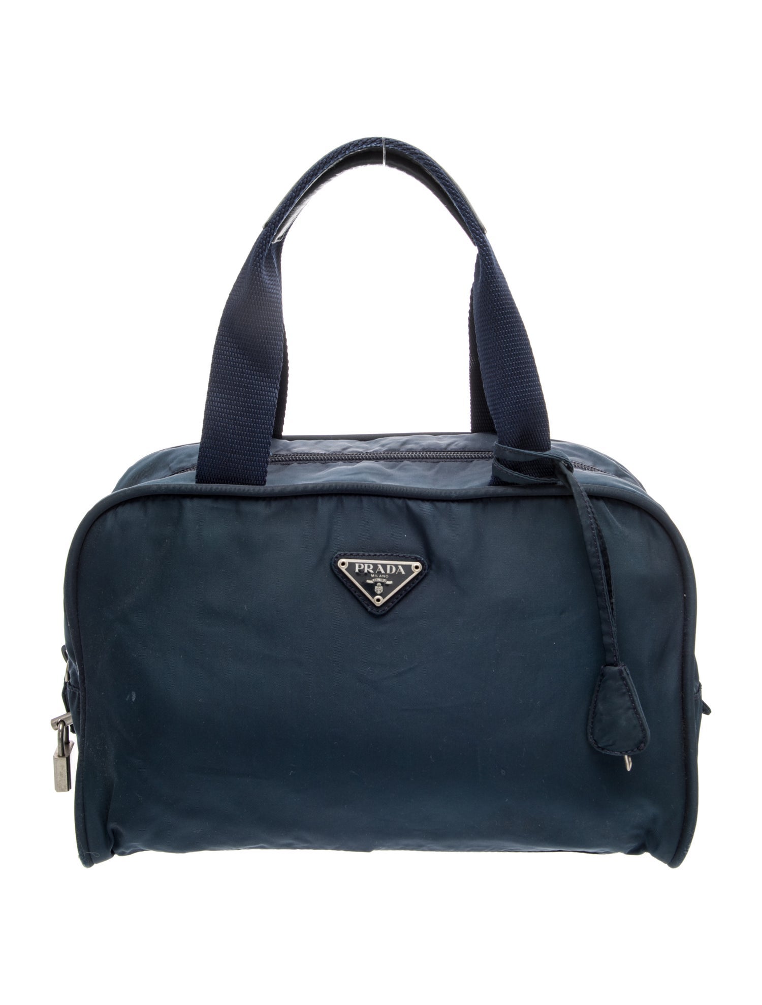 Enameled Metal Triangle Top Handle Bag